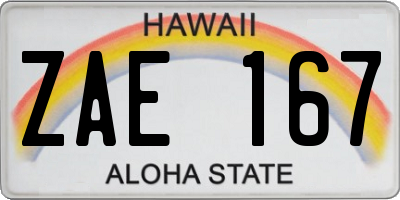 HI license plate ZAE167