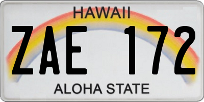 HI license plate ZAE172