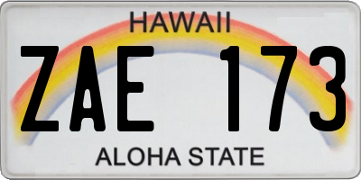 HI license plate ZAE173