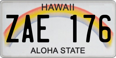 HI license plate ZAE176