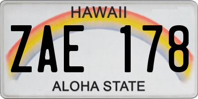HI license plate ZAE178