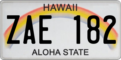 HI license plate ZAE182