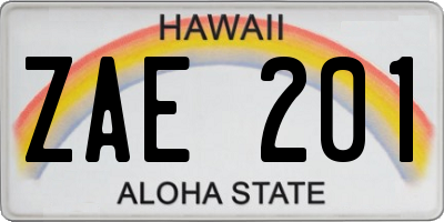 HI license plate ZAE201