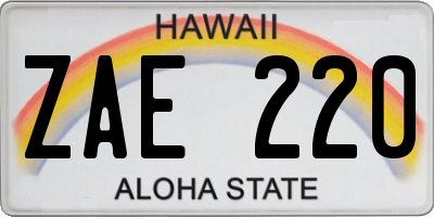 HI license plate ZAE220