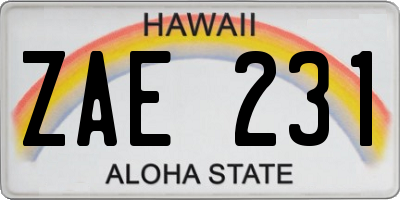 HI license plate ZAE231