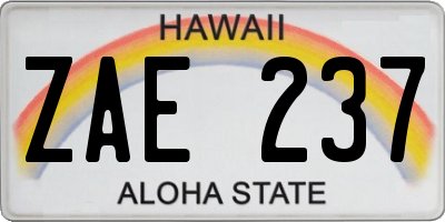 HI license plate ZAE237