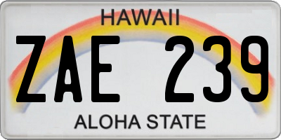 HI license plate ZAE239