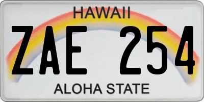 HI license plate ZAE254