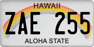 HI license plate ZAE255