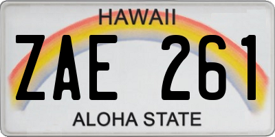 HI license plate ZAE261