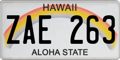 HI license plate ZAE263