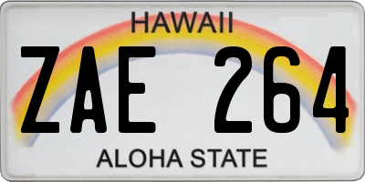 HI license plate ZAE264