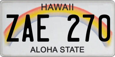 HI license plate ZAE270