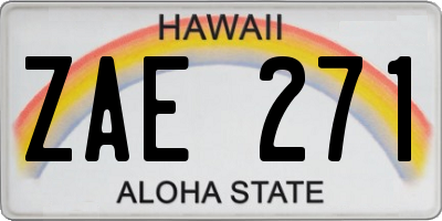 HI license plate ZAE271
