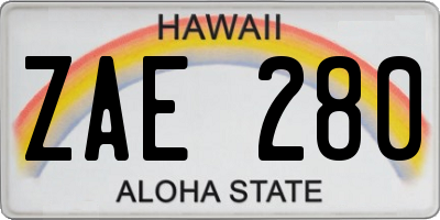 HI license plate ZAE280