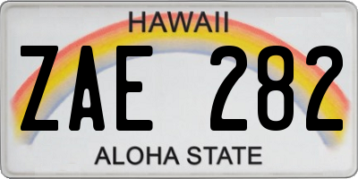 HI license plate ZAE282