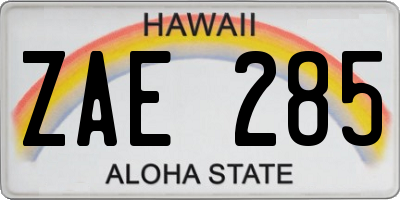 HI license plate ZAE285