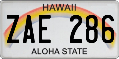 HI license plate ZAE286