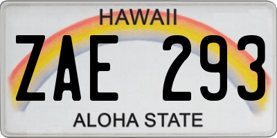 HI license plate ZAE293