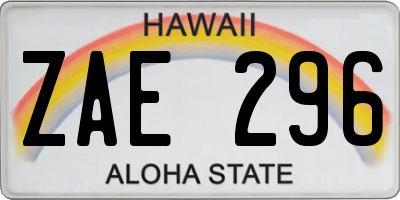 HI license plate ZAE296