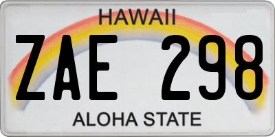HI license plate ZAE298