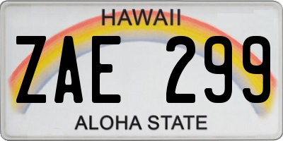 HI license plate ZAE299