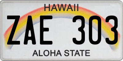 HI license plate ZAE303