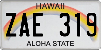HI license plate ZAE319