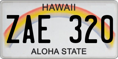 HI license plate ZAE320