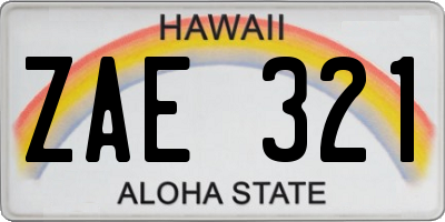 HI license plate ZAE321