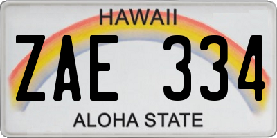 HI license plate ZAE334