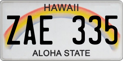 HI license plate ZAE335