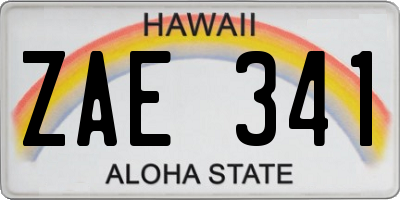 HI license plate ZAE341