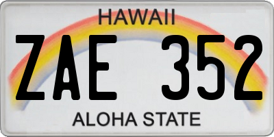 HI license plate ZAE352