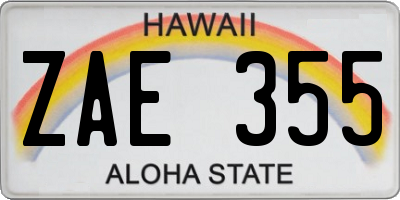 HI license plate ZAE355