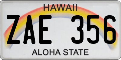 HI license plate ZAE356