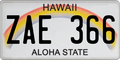 HI license plate ZAE366