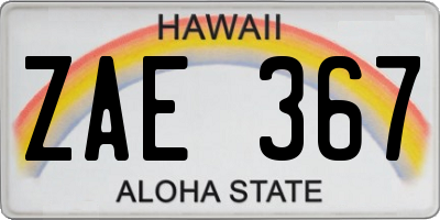 HI license plate ZAE367
