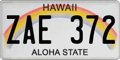 HI license plate ZAE372