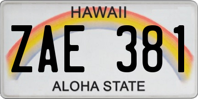 HI license plate ZAE381