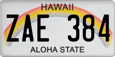 HI license plate ZAE384