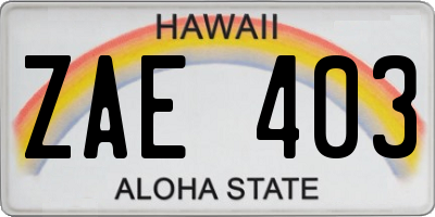 HI license plate ZAE403