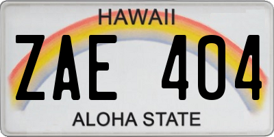 HI license plate ZAE404
