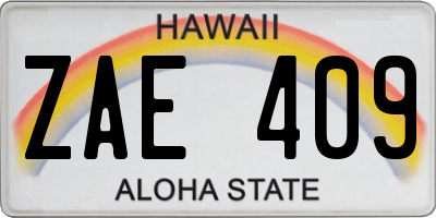 HI license plate ZAE409