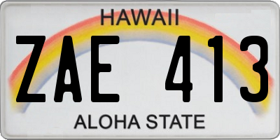HI license plate ZAE413