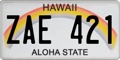 HI license plate ZAE421