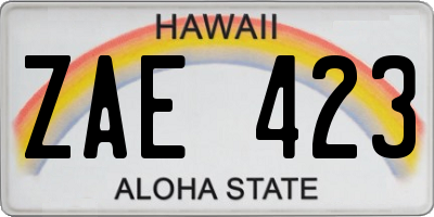 HI license plate ZAE423