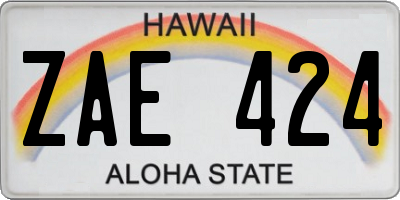 HI license plate ZAE424