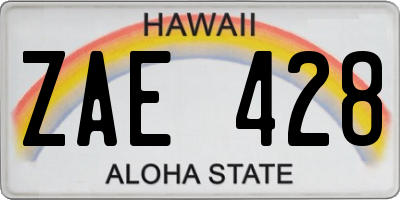 HI license plate ZAE428
