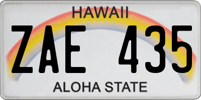 HI license plate ZAE435